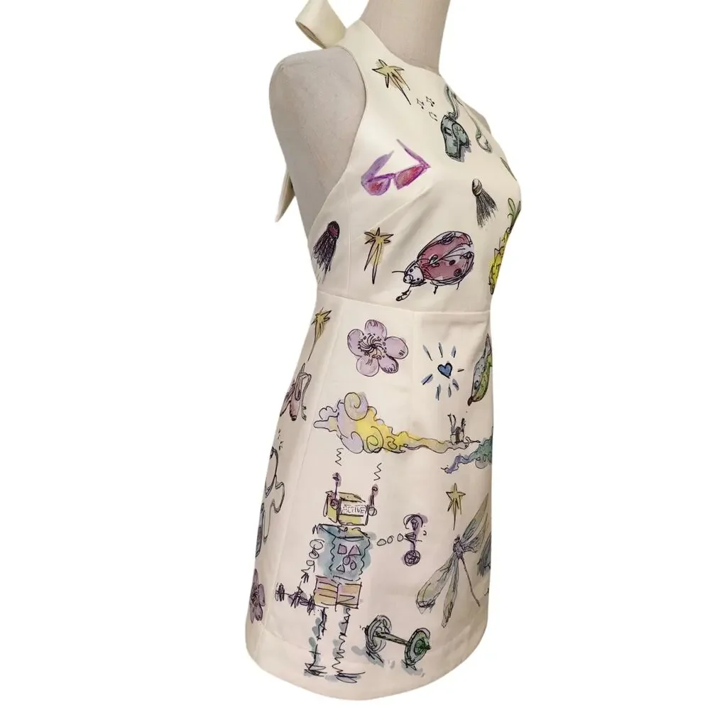 Alemais + Anouk Colantoni Court organic cotton-twill halterneck mini dress US 8 - Picture 9 of 12